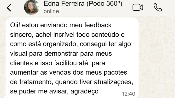 Depoimento de profissional sobre os materiais de podologia